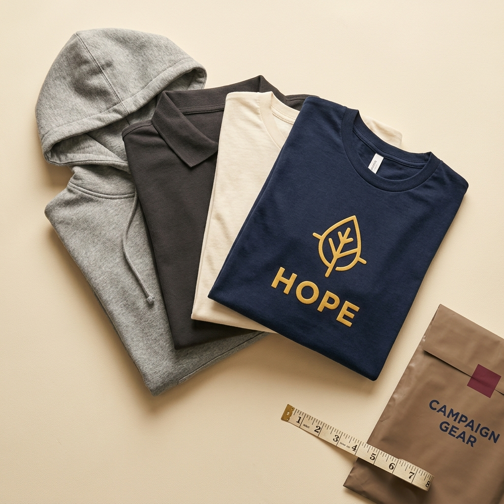 Custom printed campaign T-shirts for volunteers and supporters