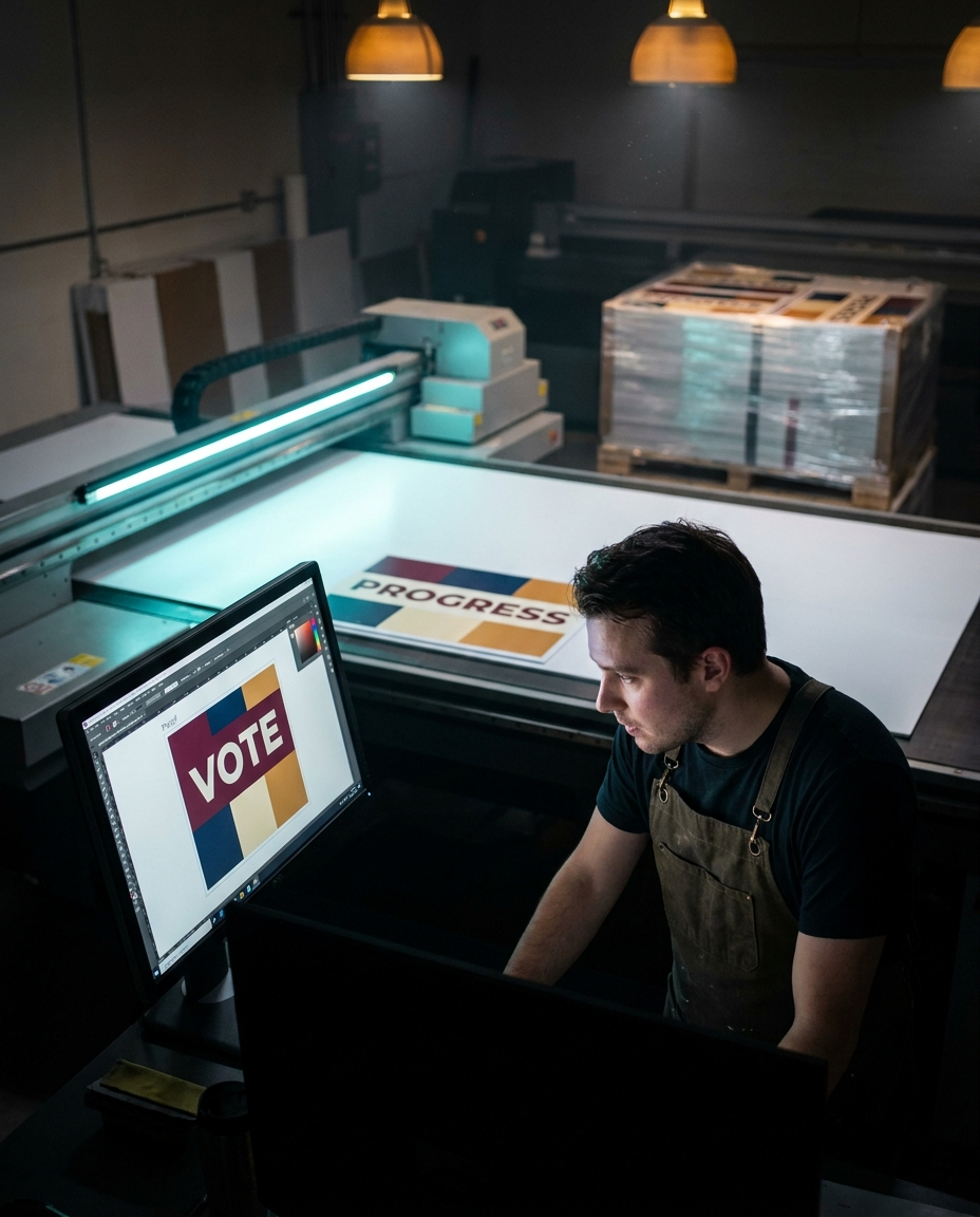 The lawn sign printing process from artwork submission to delivery