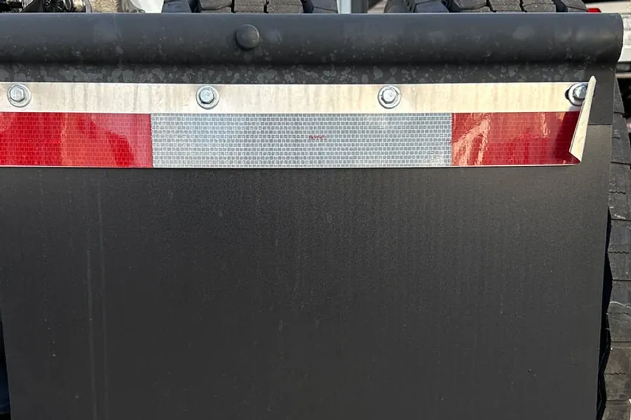 Mud flap printed in brand colors with custom messaging