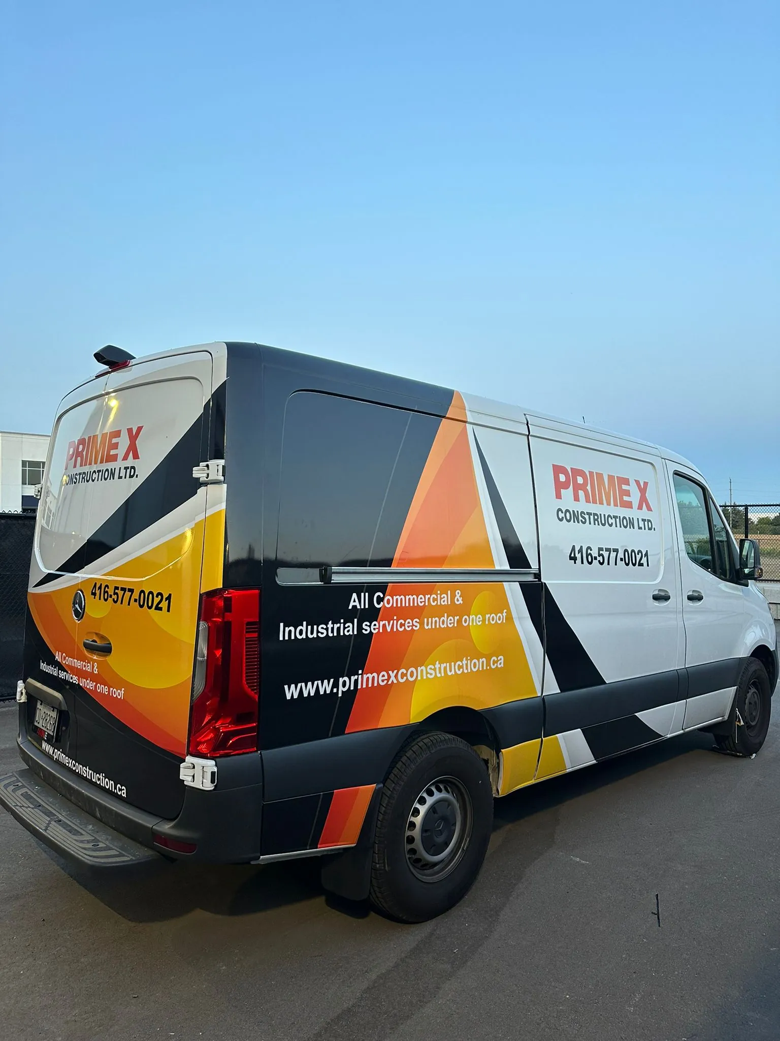Construction company fleet vehicle wrap branding